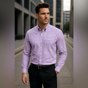 👔 Tommy Hilfiger Men’s Tall Long Sleeve Plaid Shirt – Size 20 (Neck 38-39)